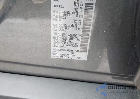 2016 Nissan Rogue Sl z USA, uszkodzony, nr VIN 5N1AT2MV7GC839158